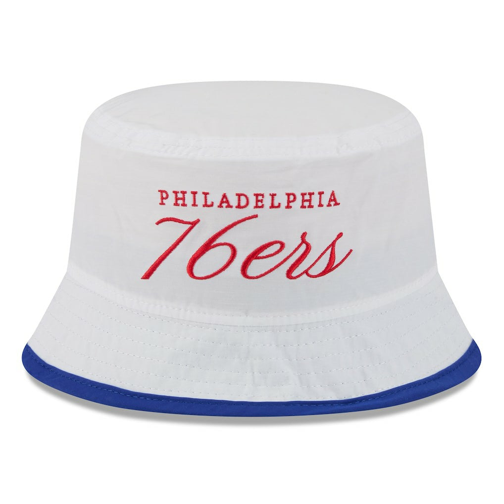 Philadelphia 76ers 2025 NBA Draft Nylon Bucket Hat - White/Royal | New Era sale