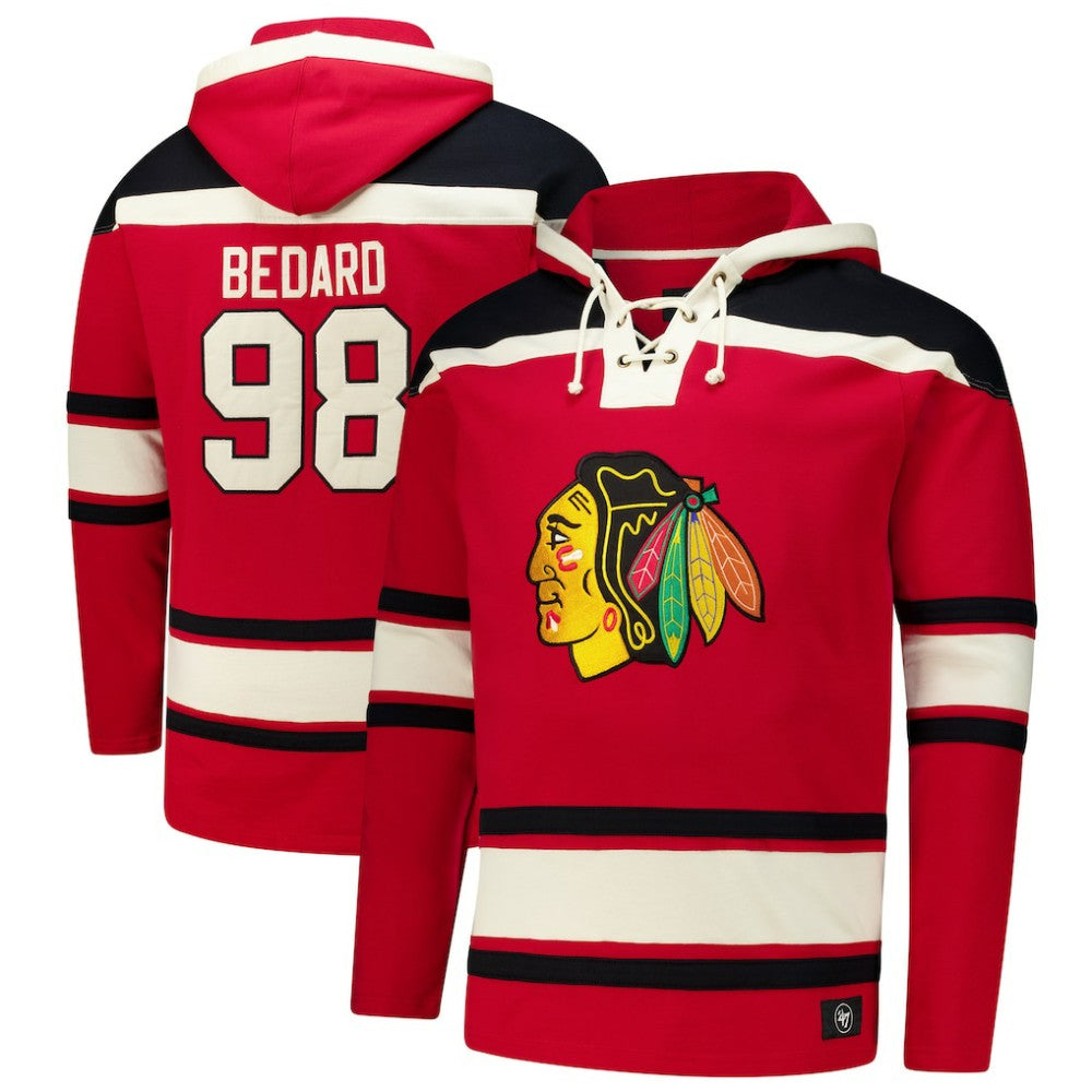Connor Bedard Chicago Blackhawks '47 Big & Tall Lace-up Pullover Hoodie