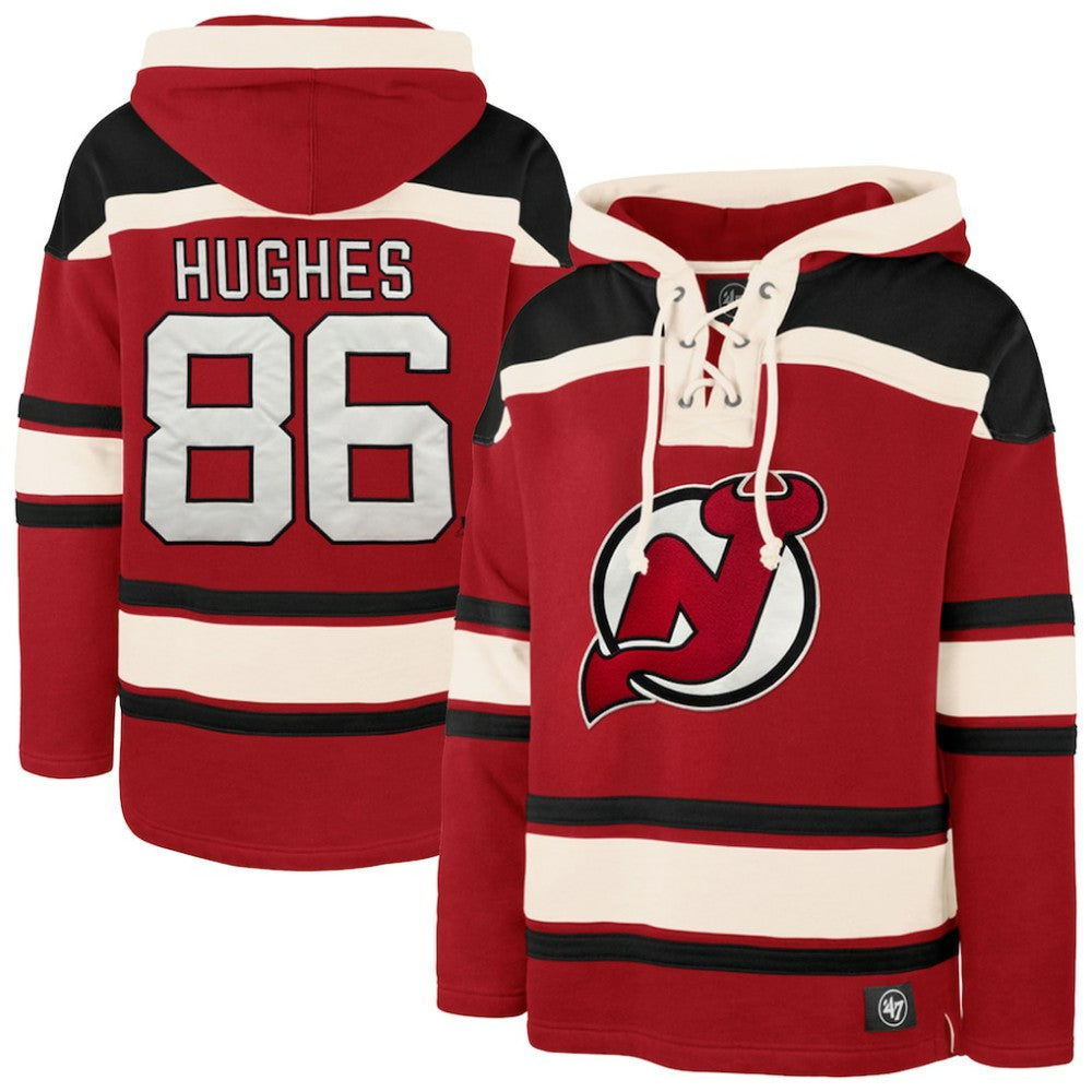 Jack Hughes New Jersey Devils '47 Big & Tall Lace-up Pullover Hoodie