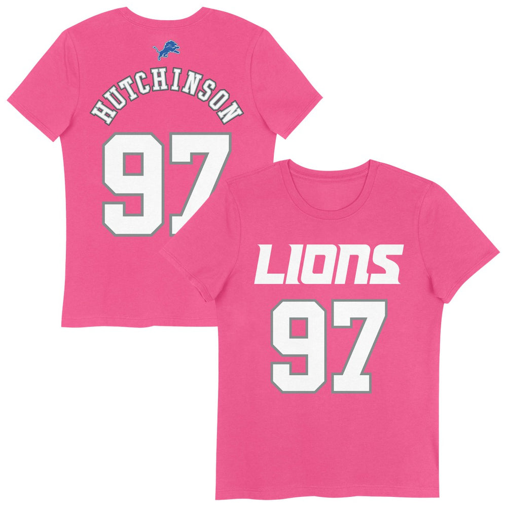 NFL Detroit Lions Aidan Hutchinson  Girls Youth Player Name & Number T-Shirt