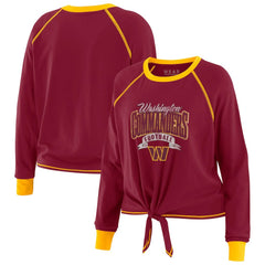 NFL Washington Commanders WEAR by Erin Andrews Women's Plus Size Tie-Front Long Sleeve Top