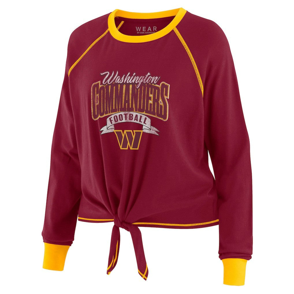 NFL Washington Commanders WEAR by Erin Andrews Women's Plus Size Tie-Front Long Sleeve Top