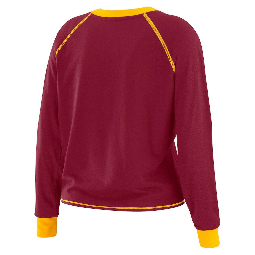 NFL Washington Commanders WEAR by Erin Andrews Women's Plus Size Tie-Front Long Sleeve Top