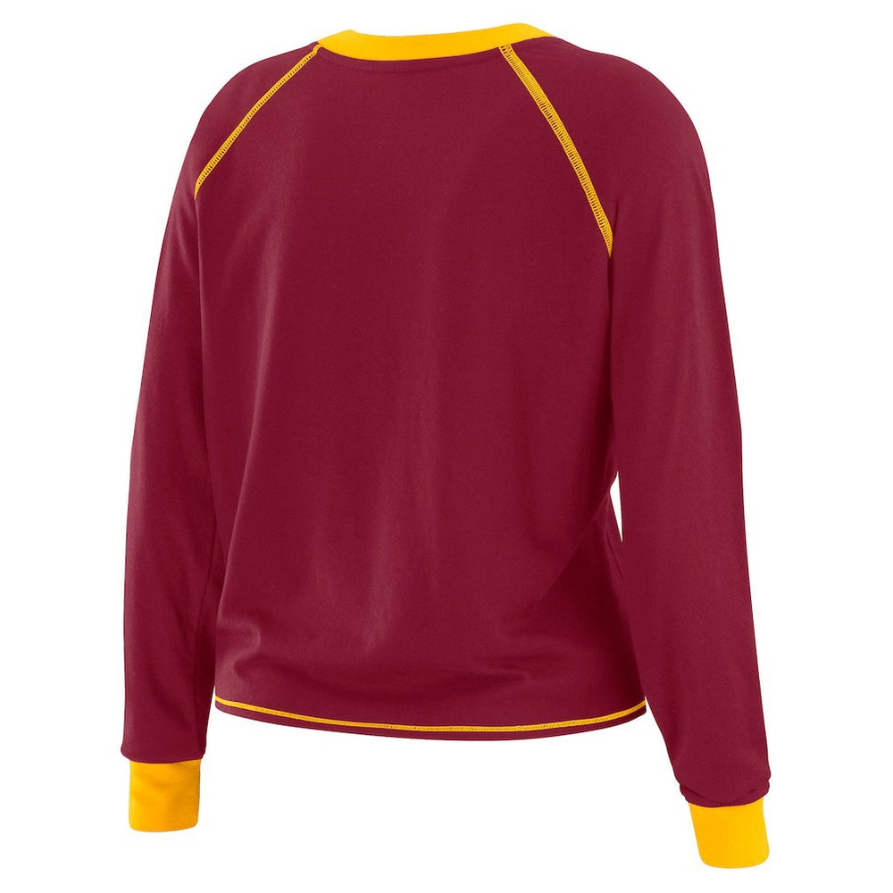 NFL Washington Commanders WEAR by Erin Andrews Women's Plus Size Tie-Front Long Sleeve Top