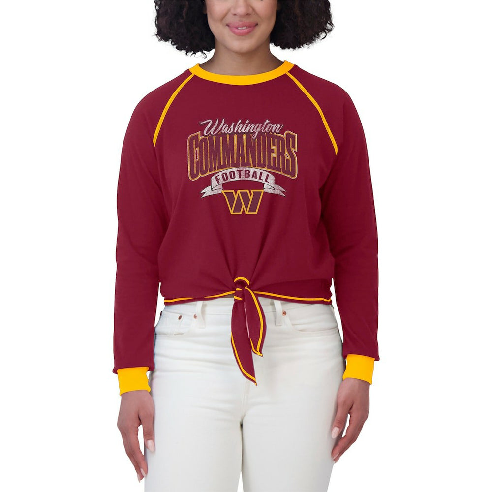 NFL Washington Commanders WEAR by Erin Andrews Women's Plus Size Tie-Front Long Sleeve Top