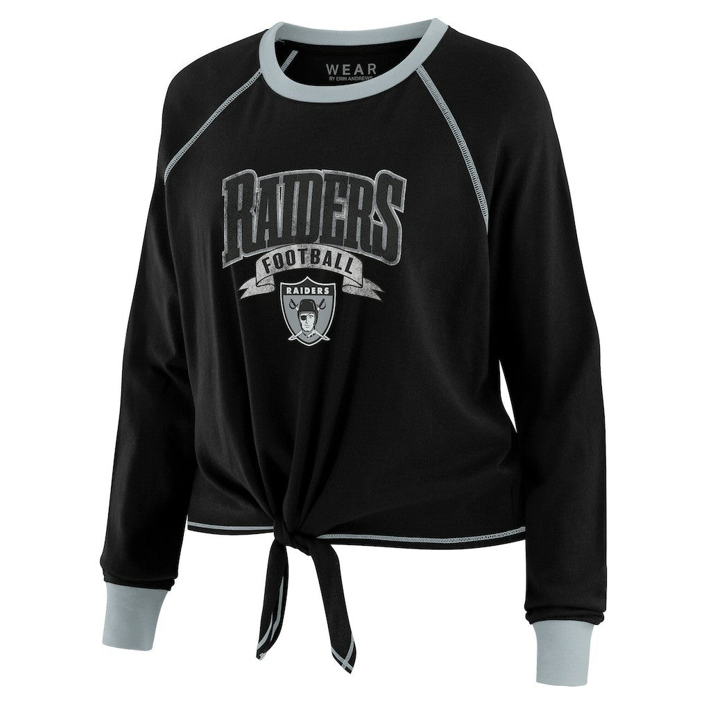 NFL Las Vegas Raiders WEAR by Erin Andrews Women's Plus Size Tie-Front Long Sleeve Top