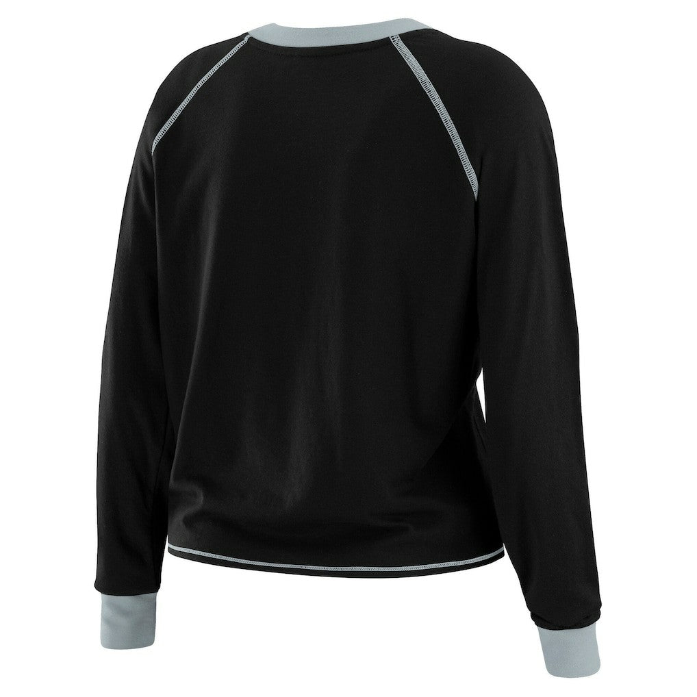 NFL Las Vegas Raiders WEAR by Erin Andrews Women's Plus Size Tie-Front Long Sleeve Top