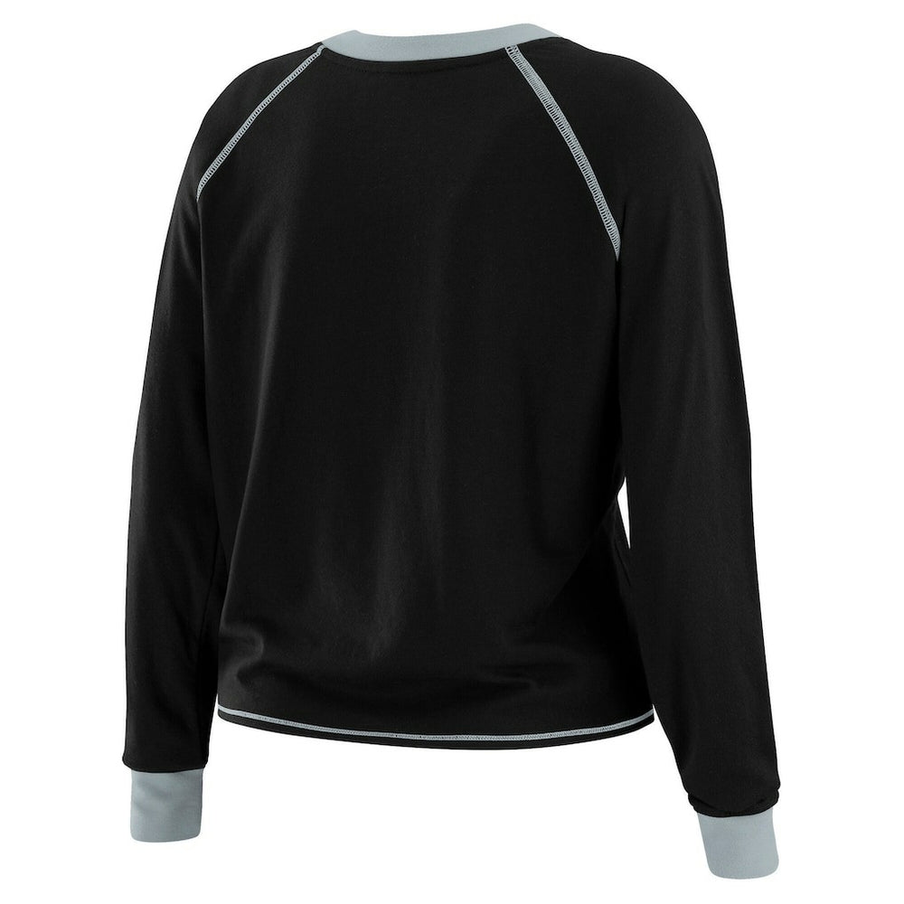 NFL Las Vegas Raiders WEAR by Erin Andrews Women's Plus Size Tie-Front Long Sleeve Top