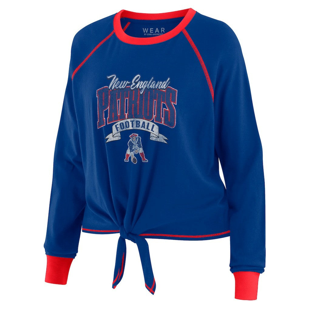 NFL New England Patriots WEAR by Erin Andrews Women's Plus Size Tie-Front Long Sleeve Top