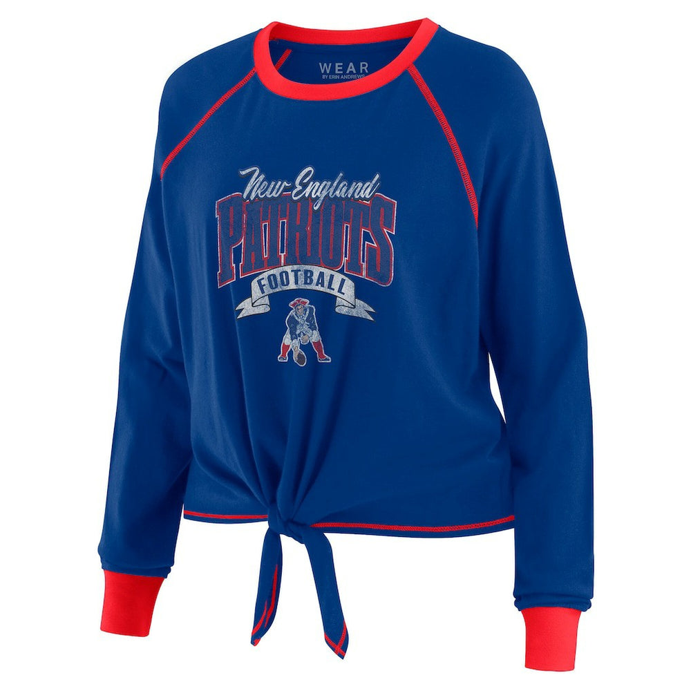 NFL New England Patriots WEAR by Erin Andrews Women's Plus Size Tie-Front Long Sleeve Top