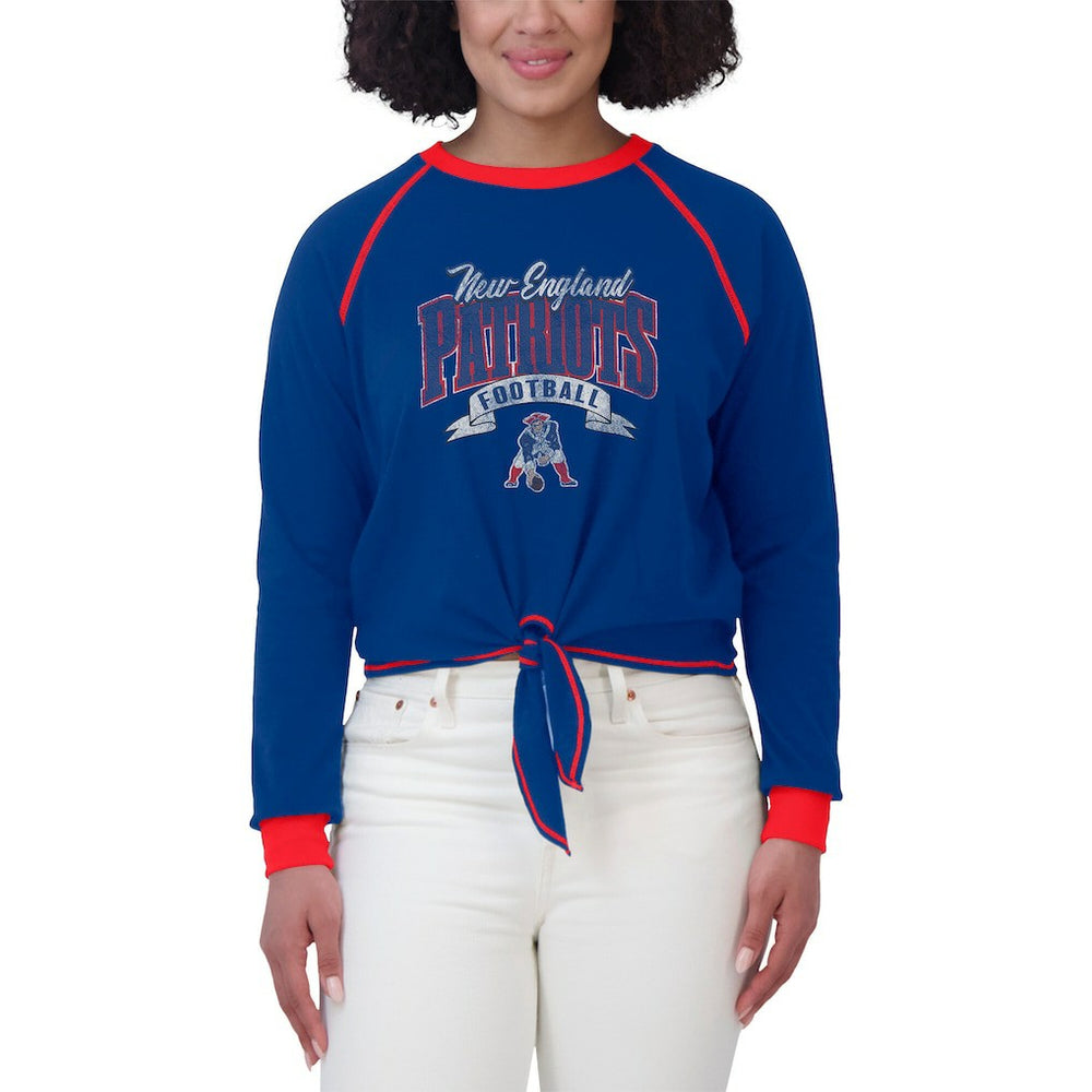 NFL New England Patriots WEAR by Erin Andrews Women's Plus Size Tie-Front Long Sleeve Top