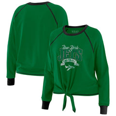 NFL New York Jets WEAR by Erin Andrews Women's Plus Size Tie-Front Long Sleeve Top