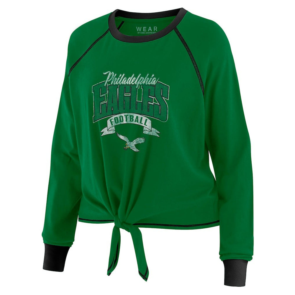 NFL Philadelphia Eagles WEAR by Erin Andrews Women's Plus Size Tie-Front Long Sleeve Top