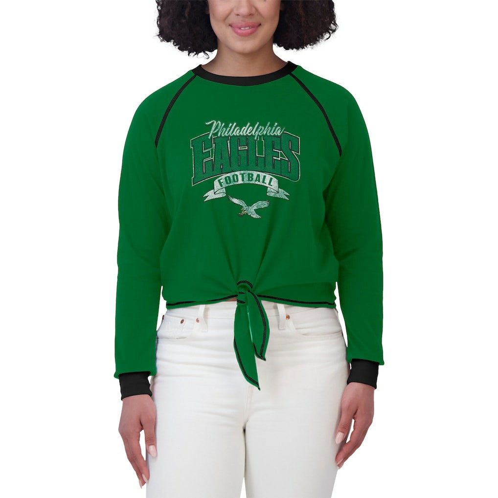 NFL Philadelphia Eagles WEAR by Erin Andrews Women's Plus Size Tie-Front Long Sleeve Top