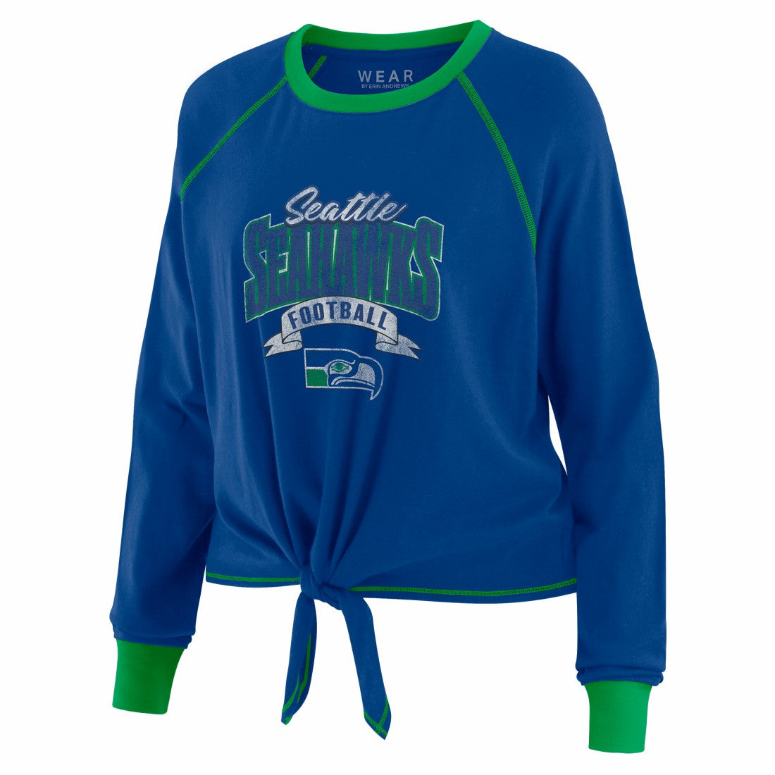 NFL Seattle Seahawks WEAR by Erin Andrews Women's Plus Size Tie-Front Long Sleeve Top