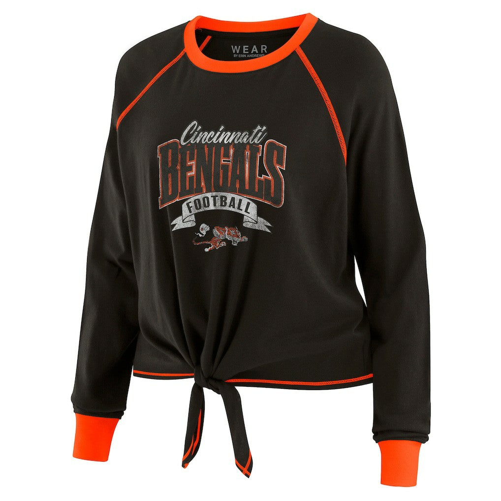 NFL Cincinnati Bengals WEAR by Erin Andrews Women's Plus Size Tie-Front Long Sleeve Top