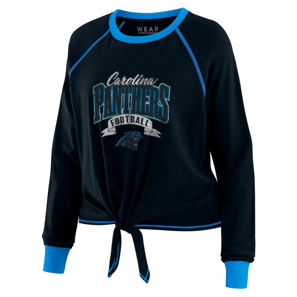 NFL Carolina Panthers WEAR by Erin Andrews Women's Plus Size Tie-Front Long Sleeve Top