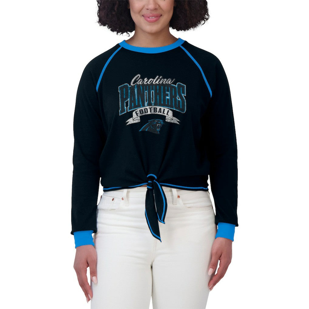 NFL Carolina Panthers WEAR by Erin Andrews Women's Plus Size Tie-Front Long Sleeve Top