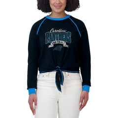 NFL Carolina Panthers WEAR by Erin Andrews Women's Plus Size Tie-Front Long Sleeve Top