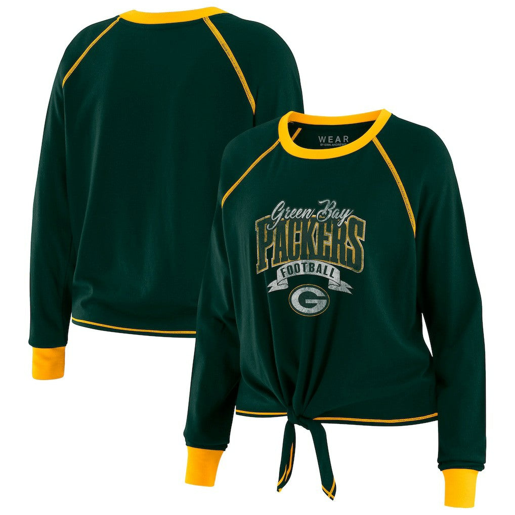 NFL Green Bay Packers WEAR by Erin Andrews Women's Plus Size Tie-Front Long Sleeve Top