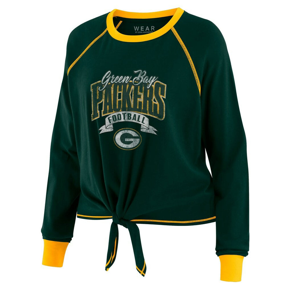 NFL Green Bay Packers WEAR by Erin Andrews Women's Plus Size Tie-Front Long Sleeve Top