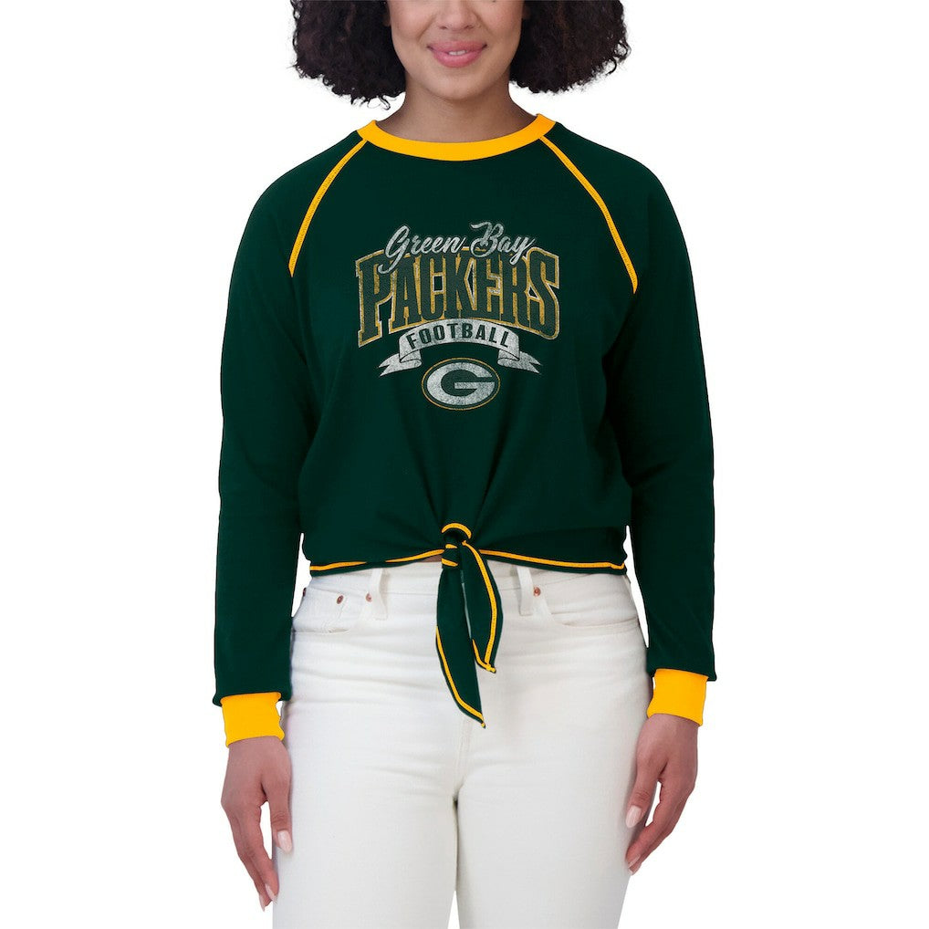 NFL Green Bay Packers WEAR by Erin Andrews Women's Plus Size Tie-Front Long Sleeve Top