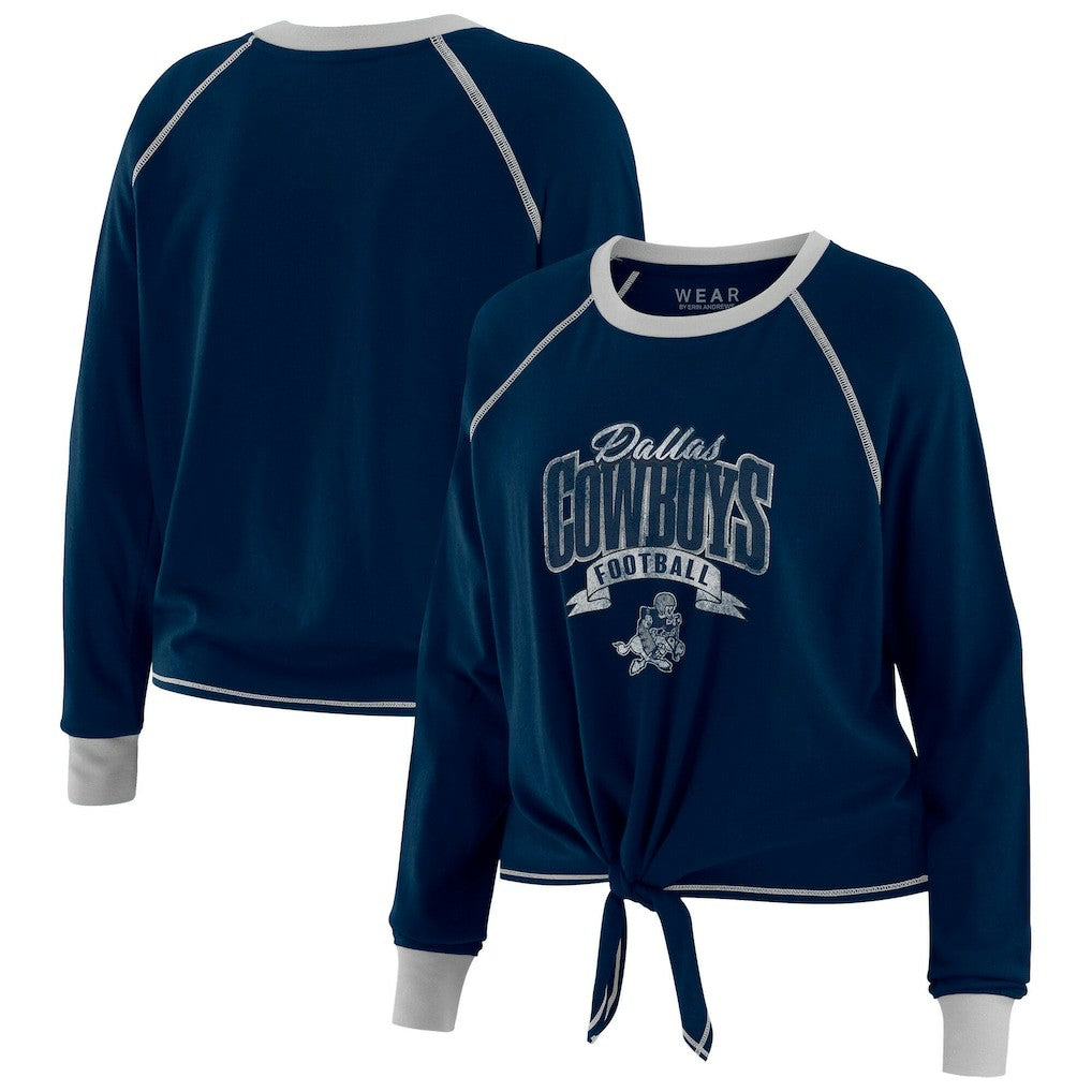 NFL Dallas Cowboys WEAR by Erin Andrews Women's Plus Size Tie-Front Long Sleeve Top