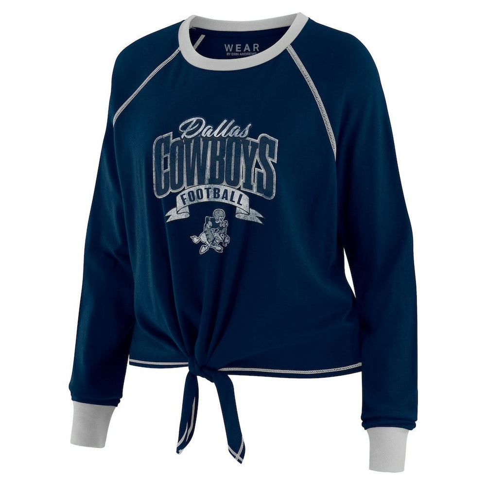 NFL Dallas Cowboys WEAR by Erin Andrews Women's Plus Size Tie-Front Long Sleeve Top
