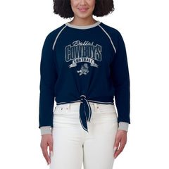 NFL Dallas Cowboys WEAR by Erin Andrews Women's Plus Size Tie-Front Long Sleeve Top