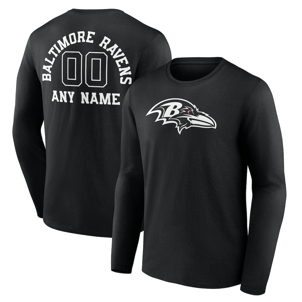 NFL Baltimore Ravens Personalized Name & Number Monochrome Long Sleeve T-Shirt