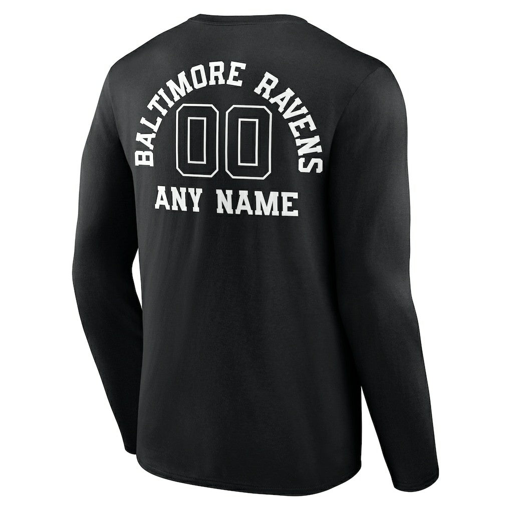 NFL Baltimore Ravens Personalized Name & Number Monochrome Long Sleeve T-Shirt