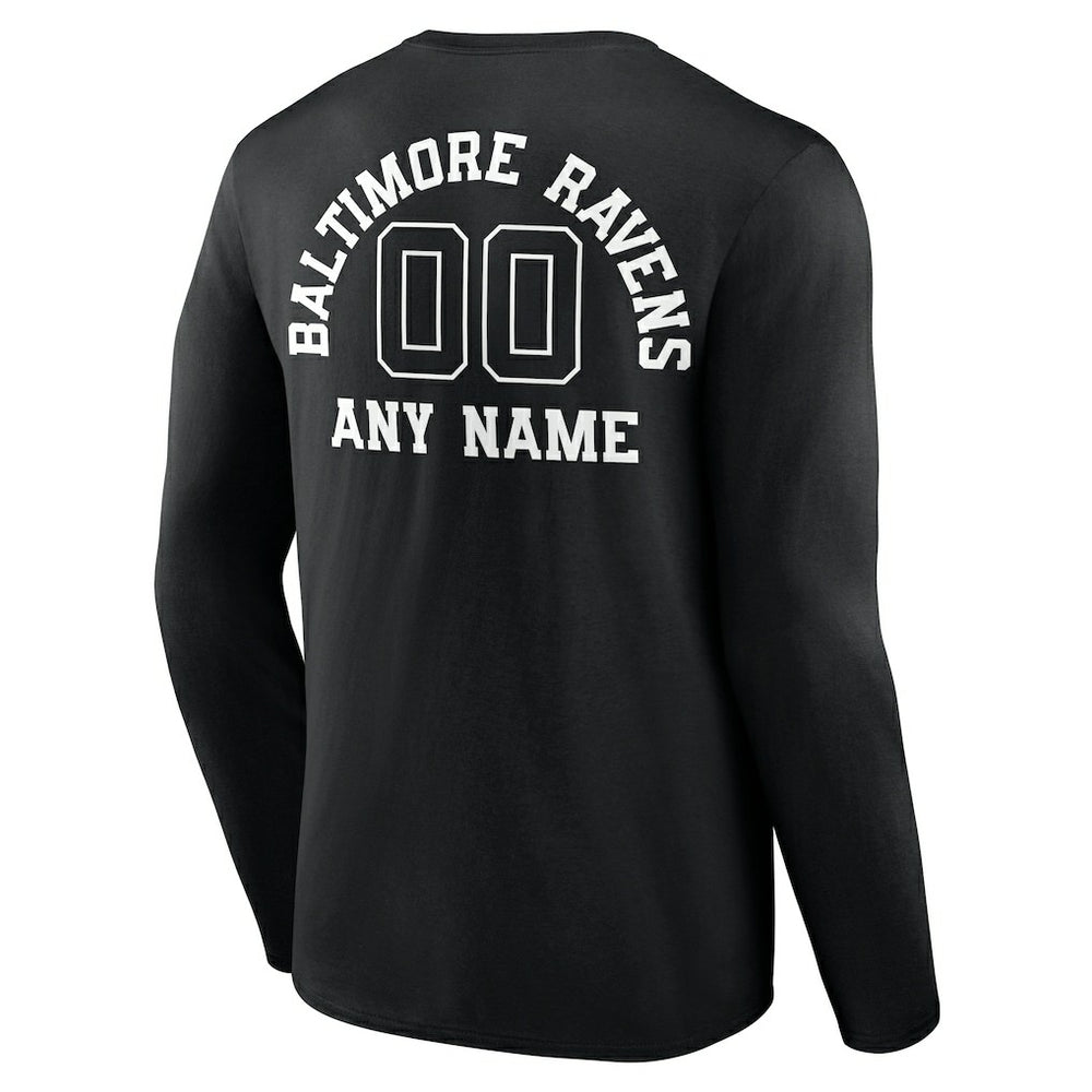 NFL Baltimore Ravens Personalized Name & Number Monochrome Long Sleeve T-Shirt