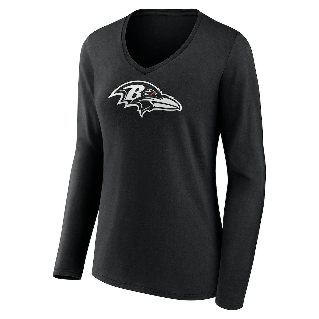 NFL Baltimore Ravens Women's Personalized Name & Number Monochrome Long Sleeve V-Neck T-Shirt