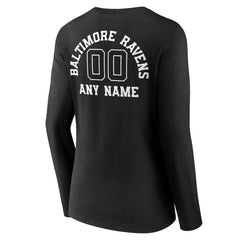 NFL Baltimore Ravens Women's Personalized Name & Number Monochrome Long Sleeve V-Neck T-Shirt