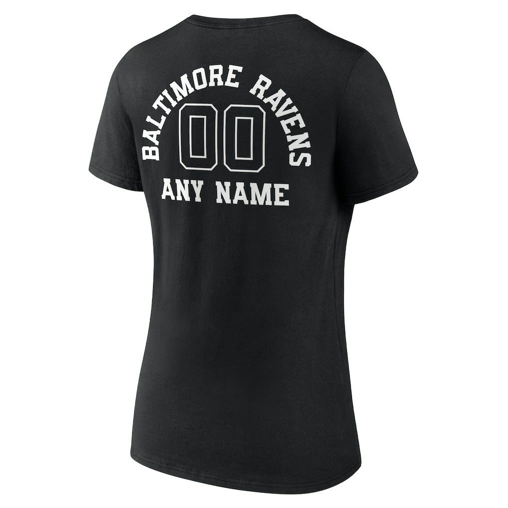 NFL Baltimore Ravens Women's Personalized Name & Number Monochrome V-Neck T-Shirt