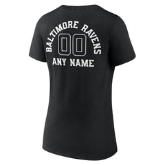 NFL Baltimore Ravens Women's Personalized Name & Number Monochrome V-Neck T-Shirt