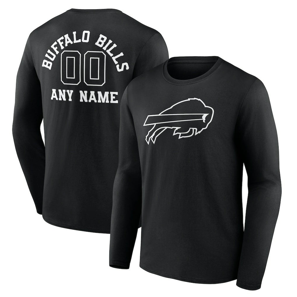 NFL Buffalo Bills Personalized Name & Number Monochrome Long Sleeve T-Shirt
