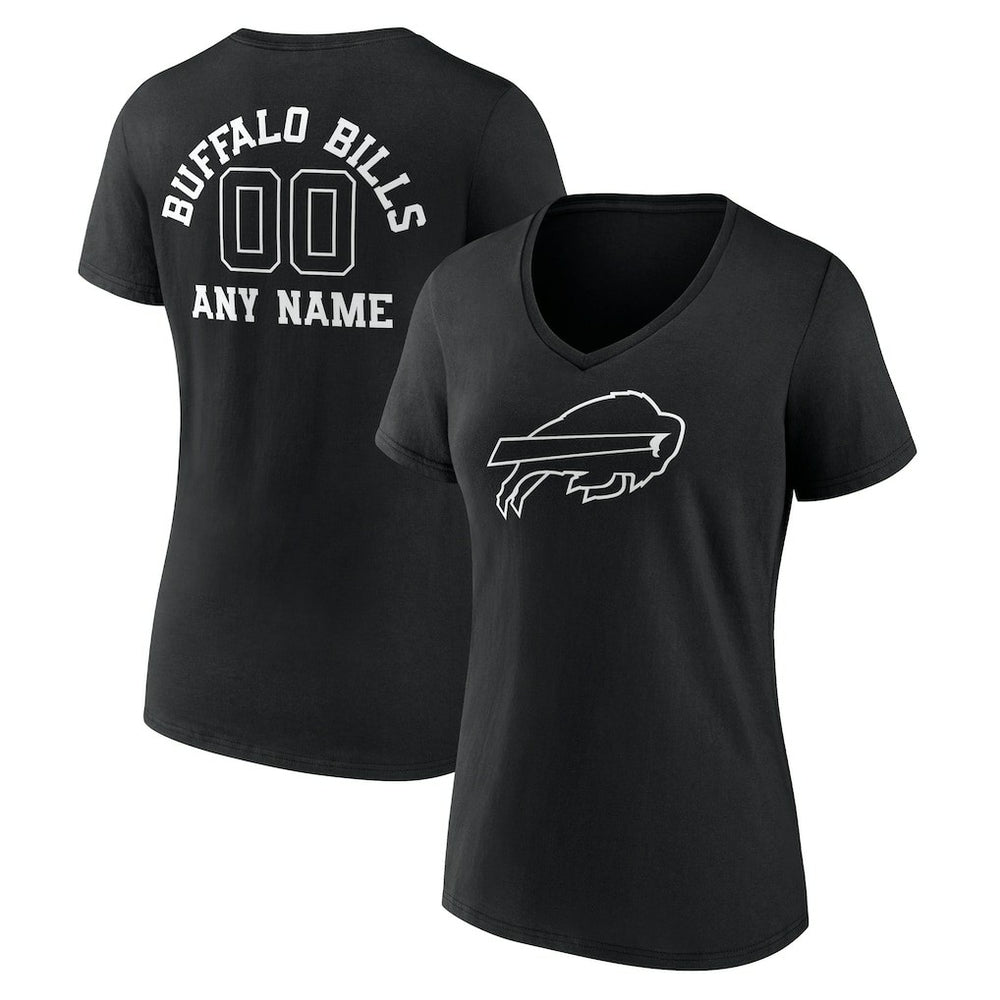 NFL Buffalo Bills Women's Personalized Name & Number Monochrome V-Neck T-Shirt