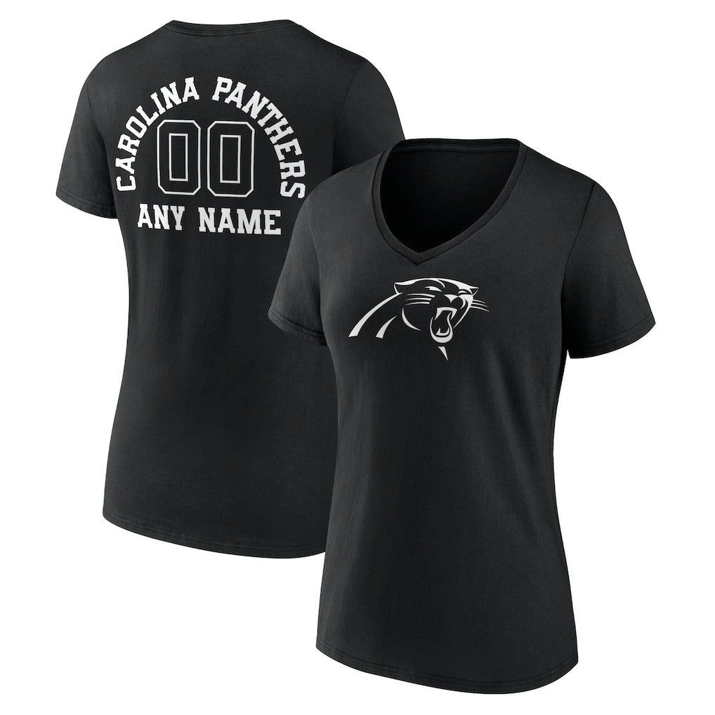 NFL Carolina Panthers Women's Personalized Name & Number Monochrome V-Neck T-Shirt