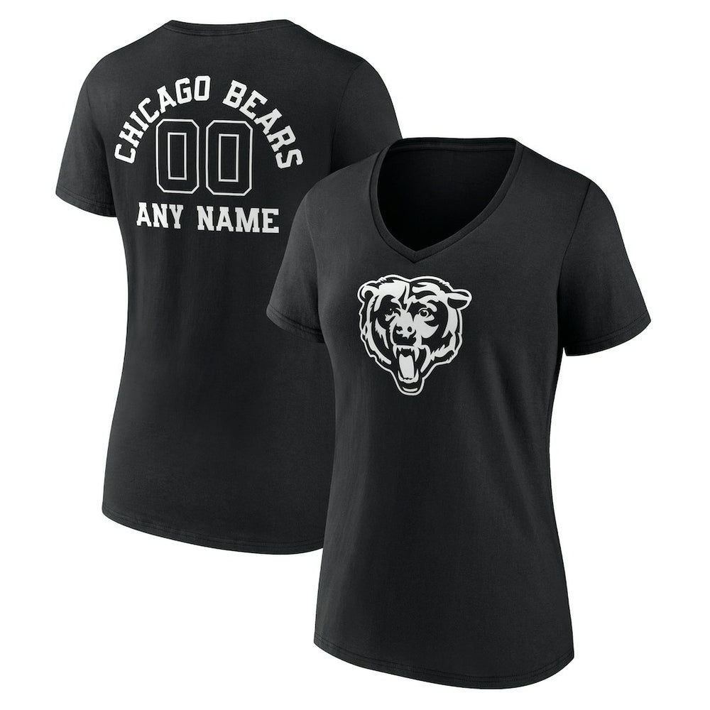NFL Chicago Bears Women's Personalized Name & Number Monochrome V-Neck T-Shirt