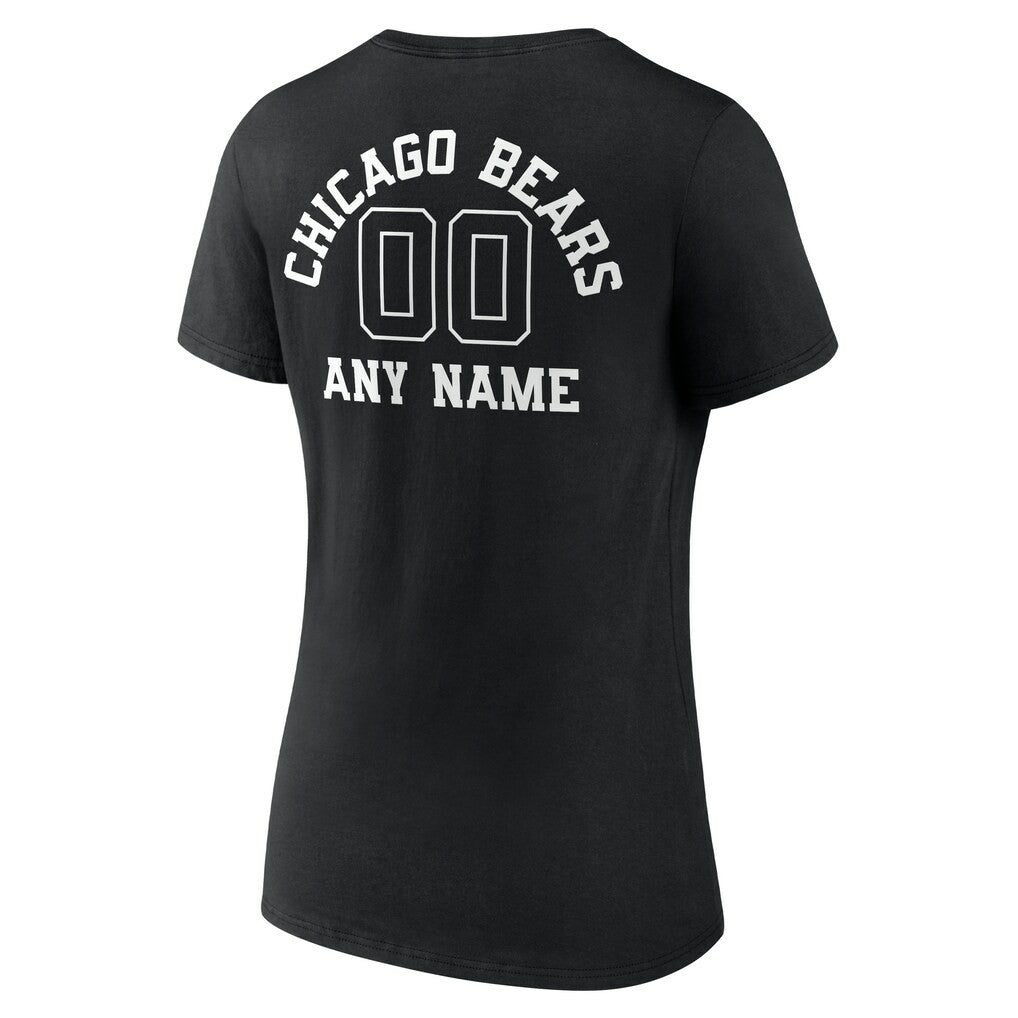 NFL Chicago Bears Women's Personalized Name & Number Monochrome V-Neck T-Shirt