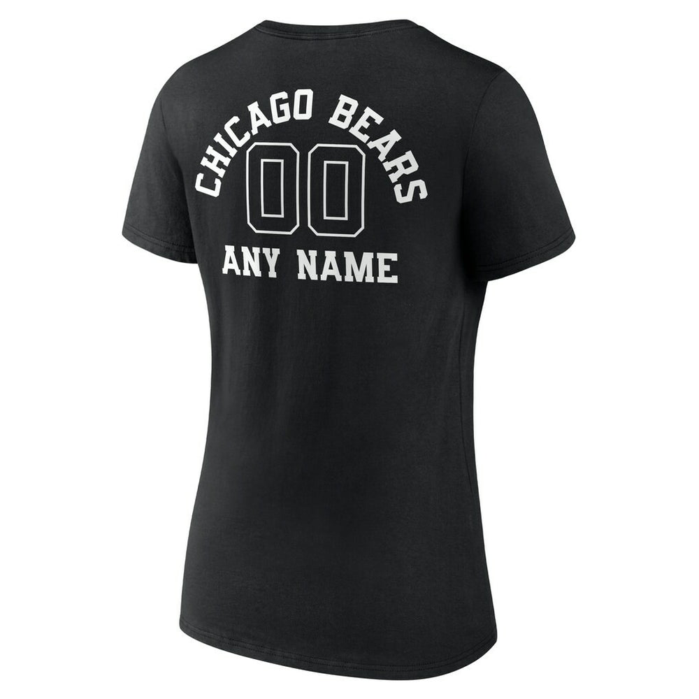 NFL Chicago Bears Women's Personalized Name & Number Monochrome V-Neck T-Shirt