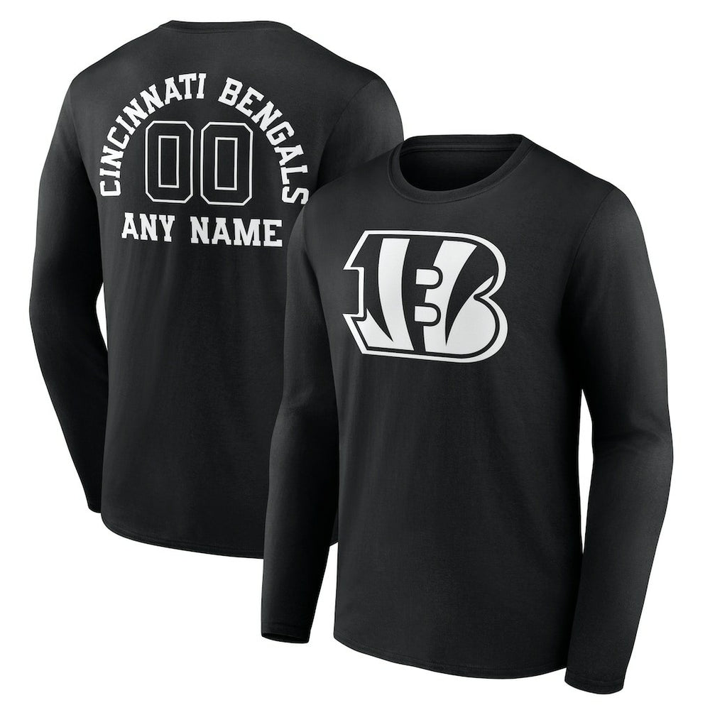 NFL Cincinnati Bengals Personalized Name & Number Monochrome Long Sleeve T-Shirt