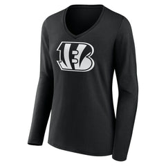 NFL Cincinnati Bengals Women's Personalized Name & Number Monochrome Long Sleeve V-Neck T-Shirt