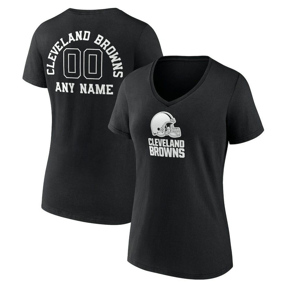 NFL Cleveland Browns Women's Personalized Name & Number Monochrome V-Neck T-Shirt