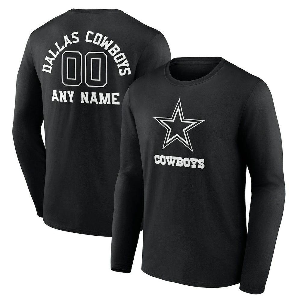 NFL Dallas Cowboys Personalized Name & Number Monochrome Long Sleeve T-Shirt