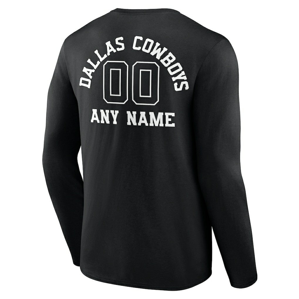 NFL Dallas Cowboys Personalized Name & Number Monochrome Long Sleeve T-Shirt