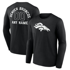 NFL Denver Broncos Personalized Name & Number Monochrome Long Sleeve T-Shirt