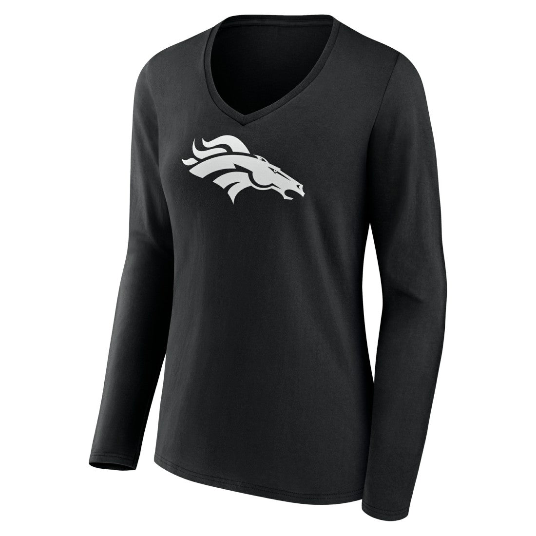 NFL Denver Broncos Women's Personalized Name & Number Monochrome Long Sleeve V-Neck T-Shirt