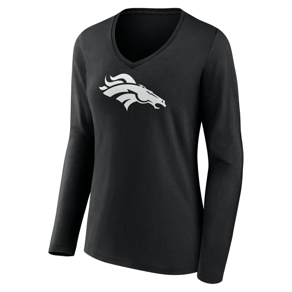 NFL Denver Broncos Women's Personalized Name & Number Monochrome Long Sleeve V-Neck T-Shirt